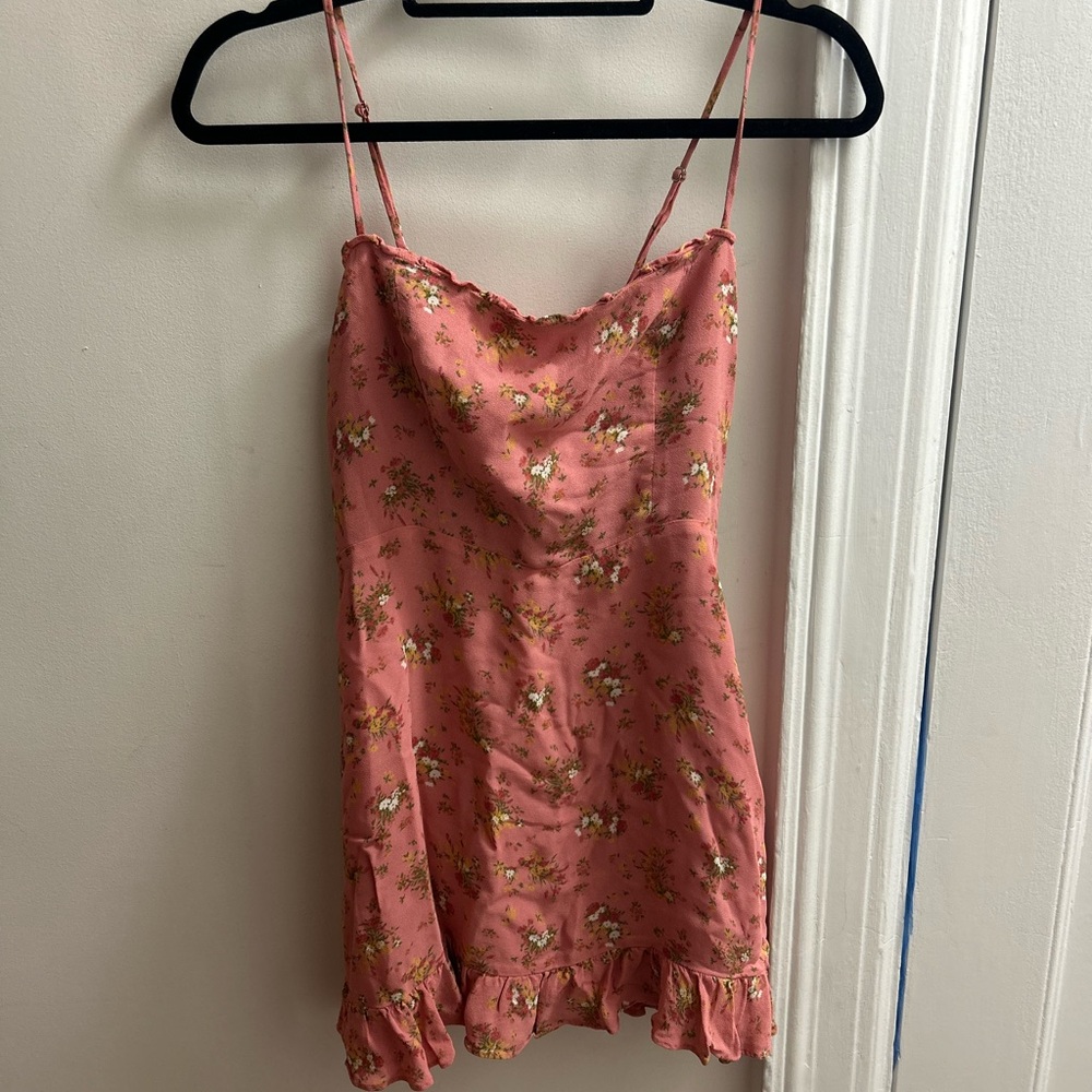 Reformation Floral Pink Slip Dress